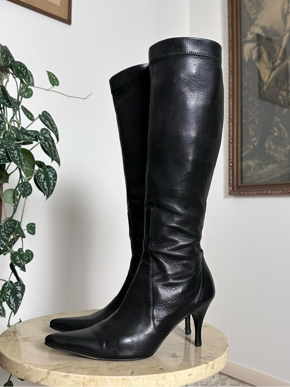 Vintage 90s 2000s knee high pointed toe high heel boots Size 7.5